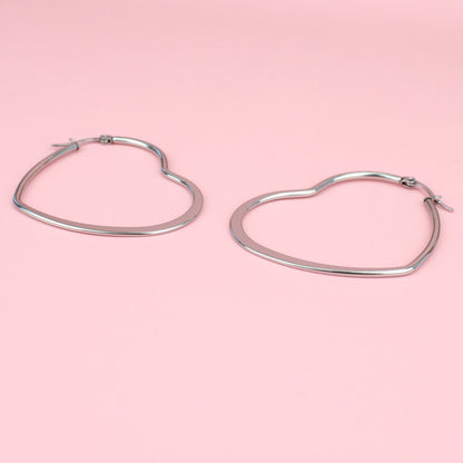 50mm Heart Hoops (Stainless Steel)