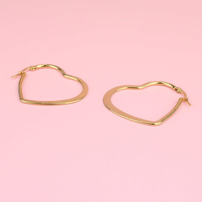 40mm Heart Hoop Earrings (Gold Plated)