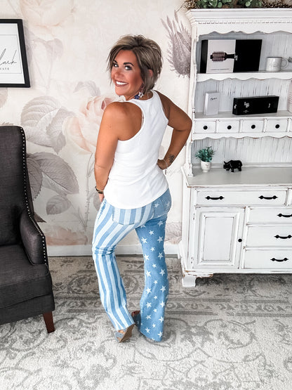 Judy Blue Stars & Stripes Bleach Flare