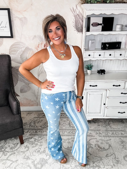 Judy Blue Stars & Stripes Bleach Flare