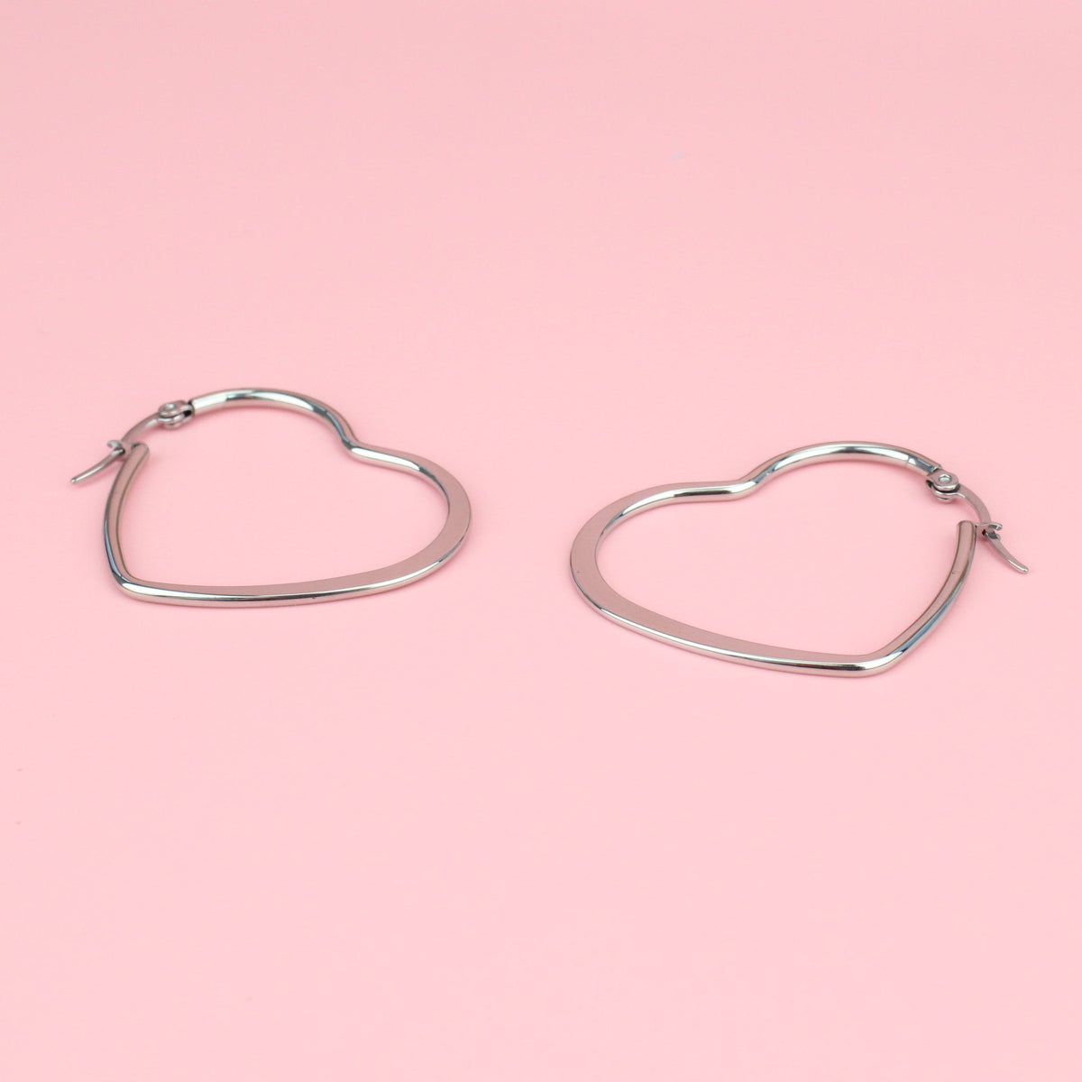 40mm Heart Hoops (Stainless Steel)