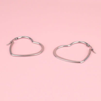 40mm Heart Hoops (Stainless Steel)