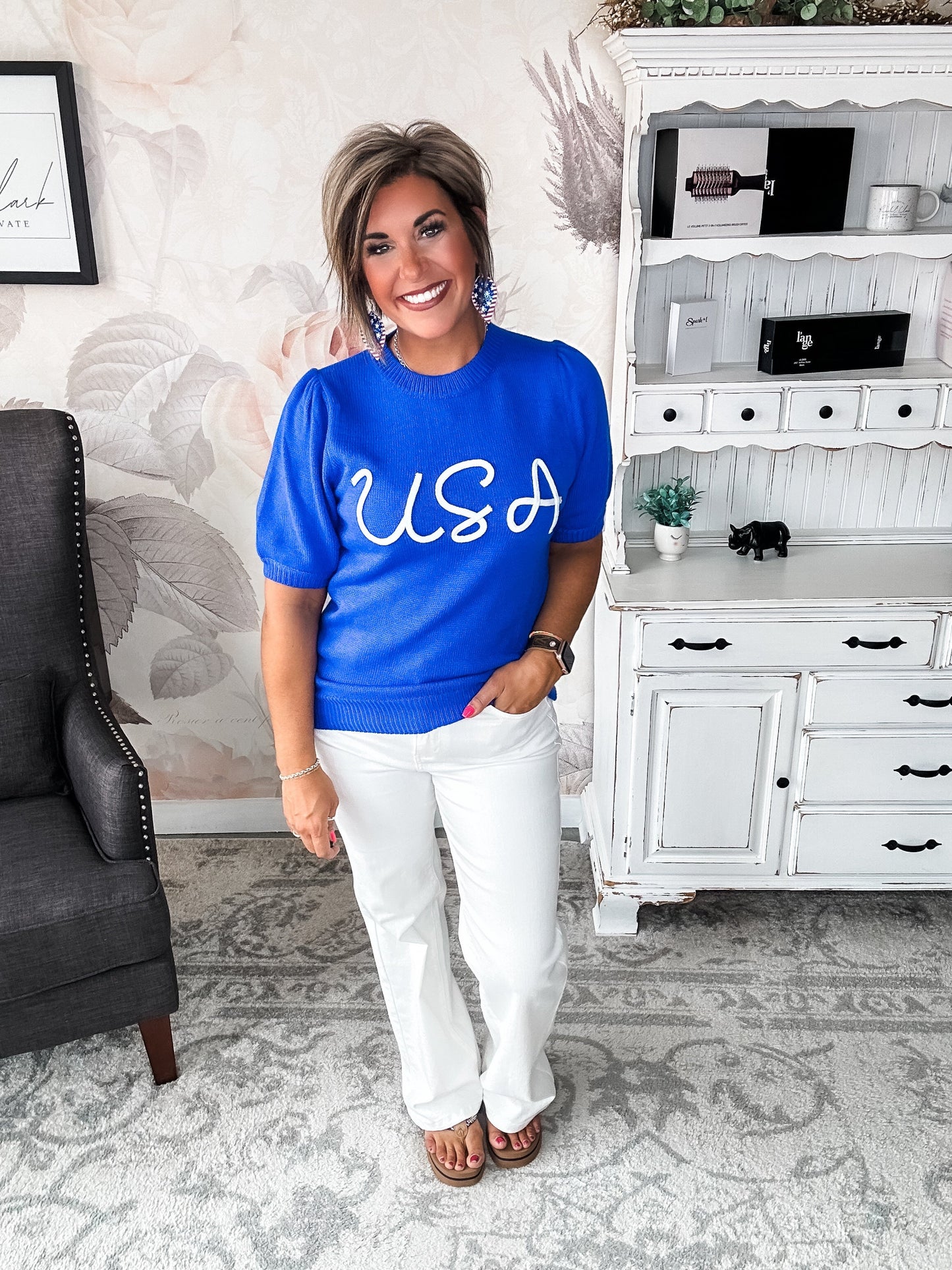 Miss Liberty USA Puff Sleeve Sweater