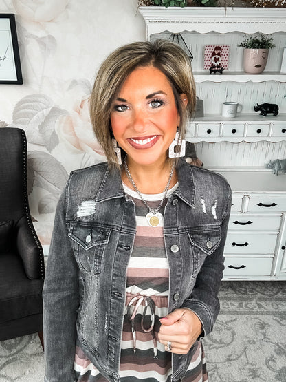 In A Flash Light Grey Jean Jacket
