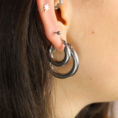 32mm Chunky Stainless Steel Hoop Earrings