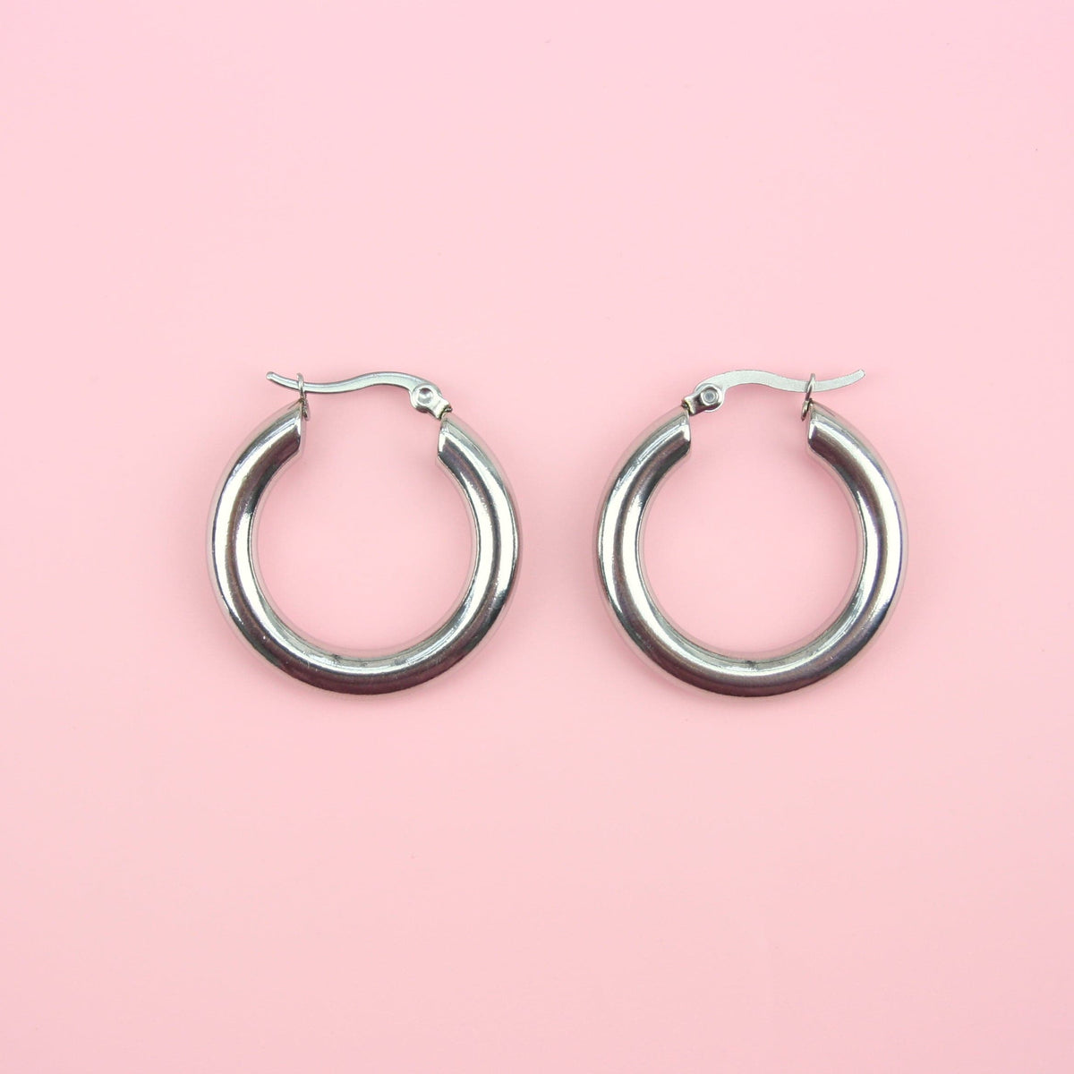 32mm Chunky Stainless Steel Hoop Earrings