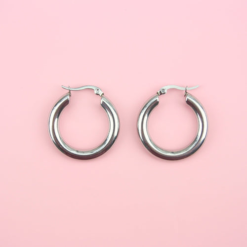 32mm Chunky Stainless Steel Hoop Earrings