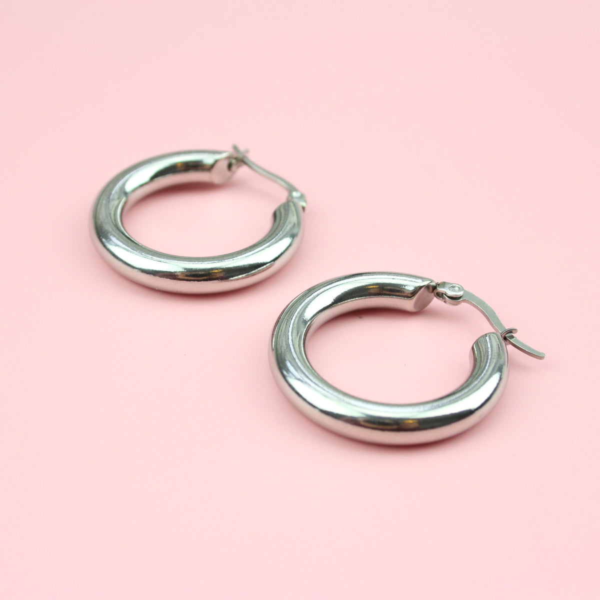 32mm Chunky Stainless Steel Hoop Earrings