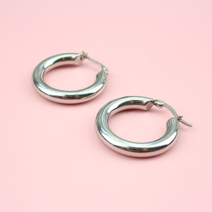 32mm Chunky Stainless Steel Hoop Earrings