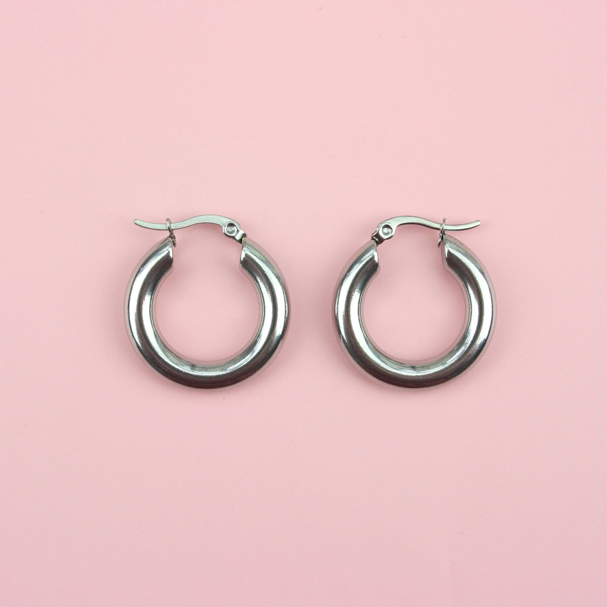 26mm Chunky Stainless Steel Hoop Earrings