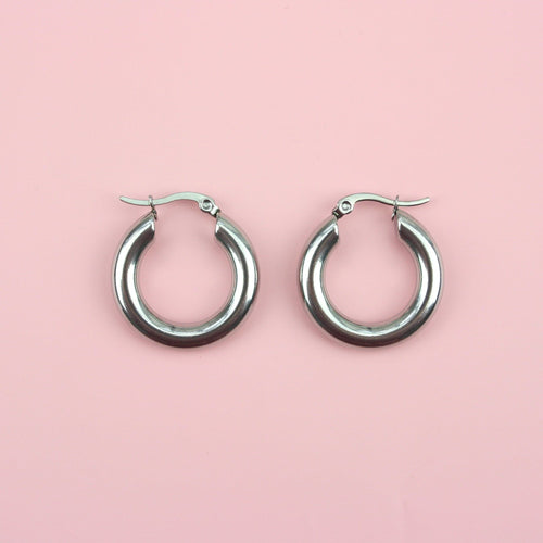 26mm Chunky Stainless Steel Hoop Earrings