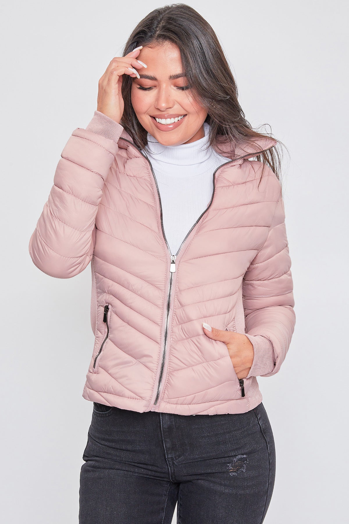 Puffer Jacket With Sherpa Fur Hoodie