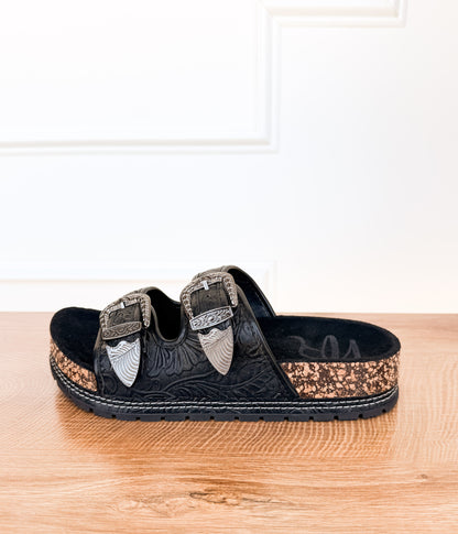 Morgana Western Sandal in Black