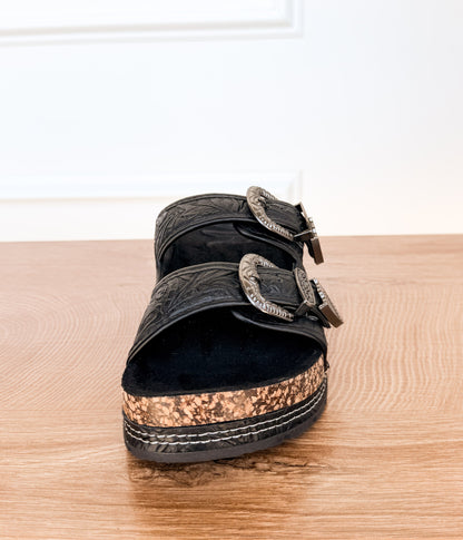 Morgana Western Sandal in Black
