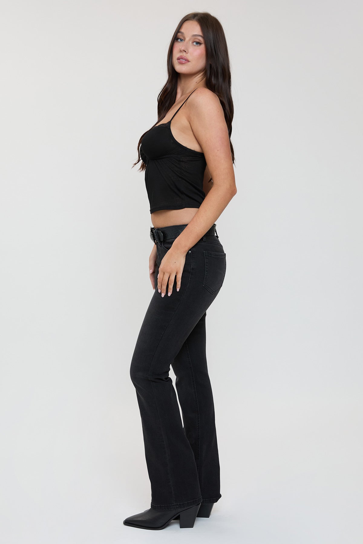 Women's Belted Bootcut Jeans