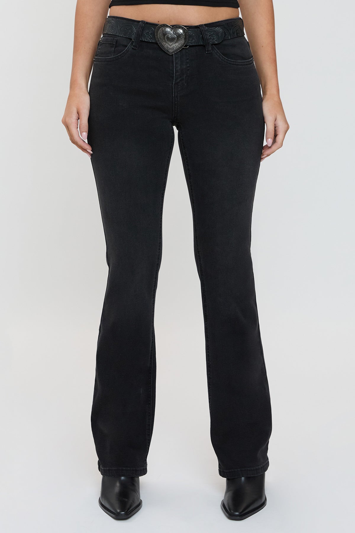 Women's Belted Bootcut Jeans