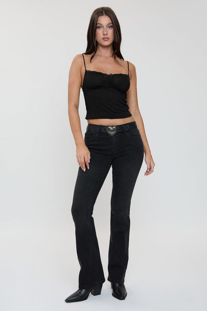 Women's Belted Bootcut Jeans