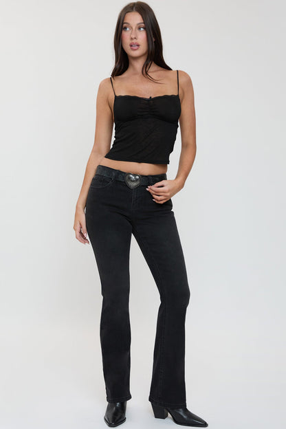 Women's Belted Bootcut Jeans