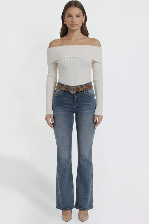 Women's Belted Bootcut Jeans