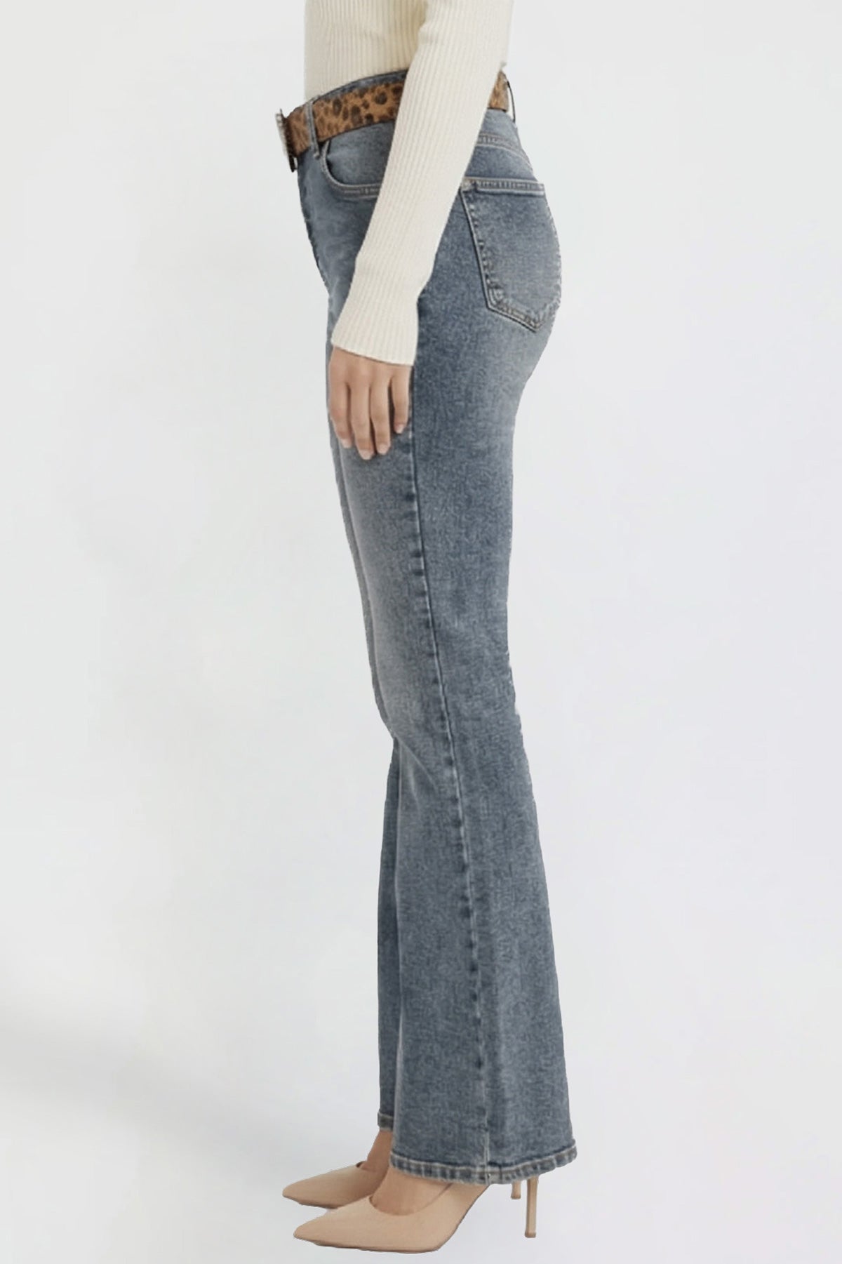 Women's Belted Bootcut Jeans