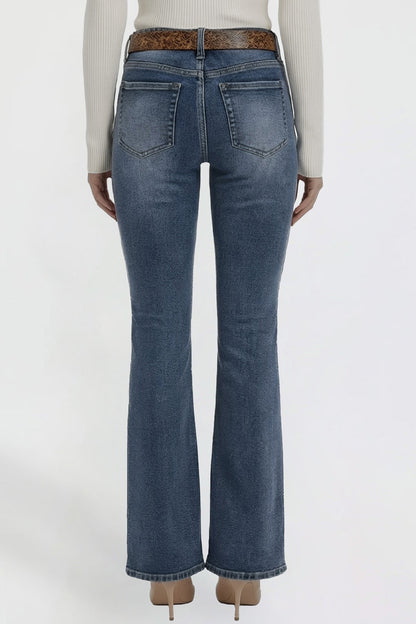 Women's Belted Bootcut Jeans