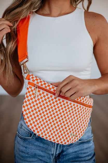 Patsy Checkered Bum Bag - Tangerine