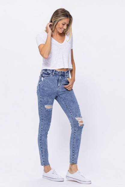 Judy Blue Destroyed Acid Wash Skinnies