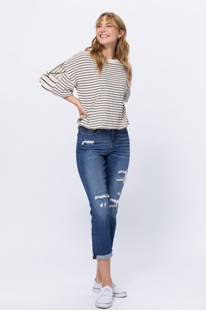 Judy Blue Thermal Patch Boyfriend Jeans