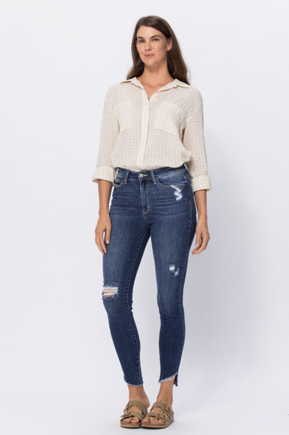 Judy Blue Slanted Fray Hem Skinnies