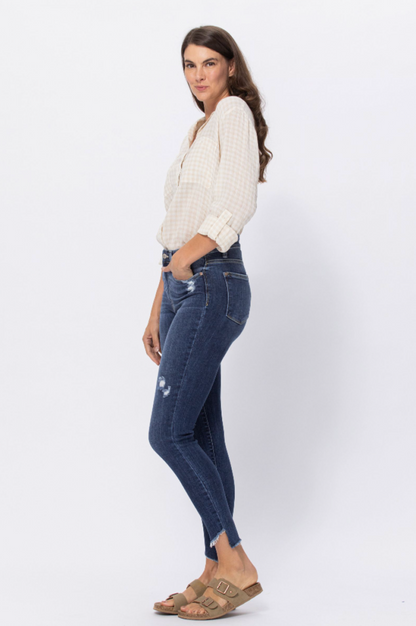Judy Blue Slanted Fray Hem Skinnies