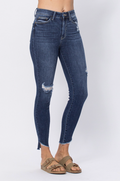 Judy Blue Slanted Fray Hem Skinnies