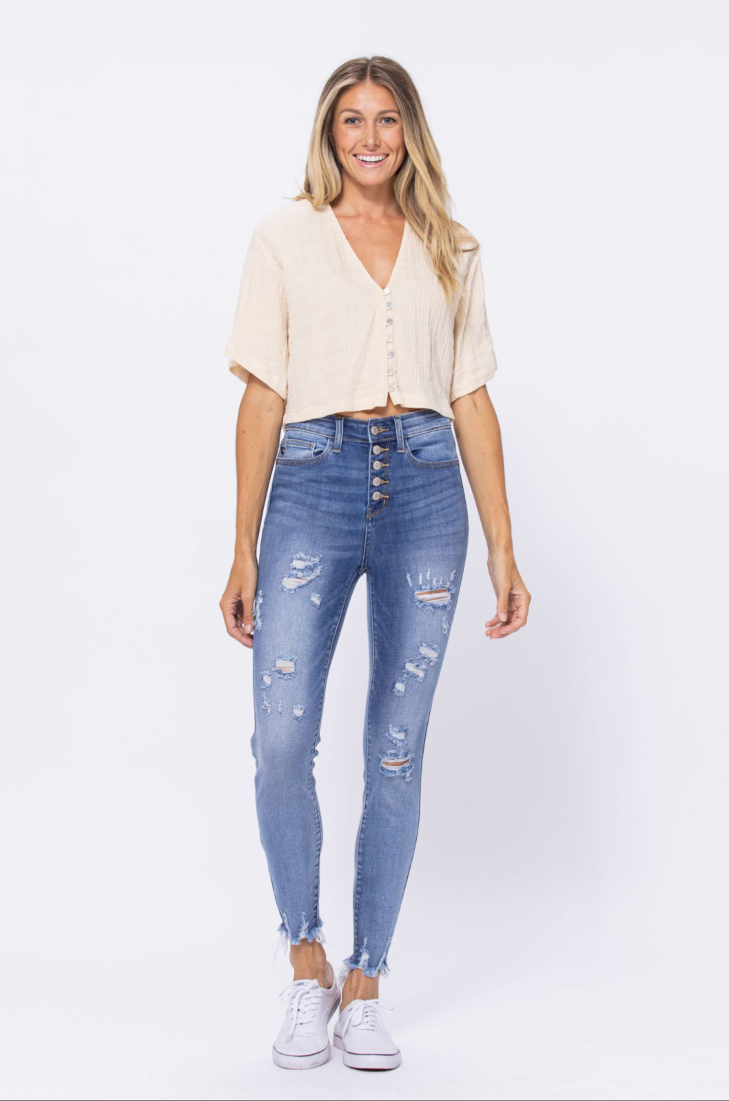 Judy Blue Destroyed Button Fly Jeans
