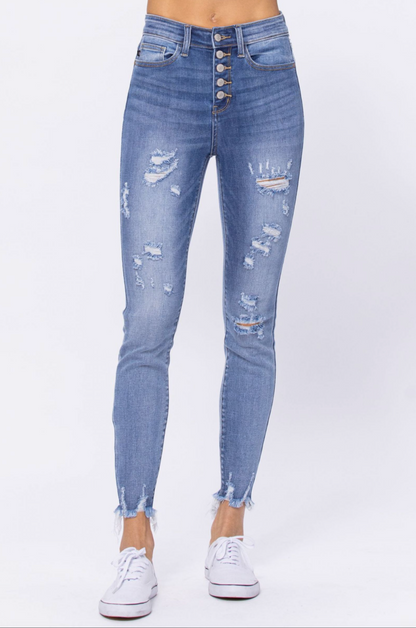 Judy Blue Destroyed Button Fly Jeans