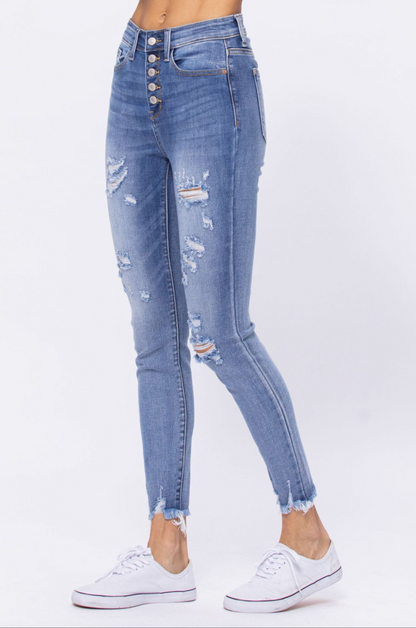 Judy Blue Destroyed Button Fly Jeans