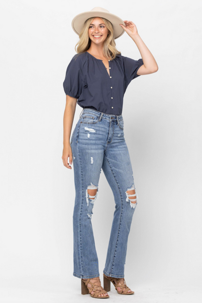 Judy Blue Stone Wash Destroyed Bootcut Jeans