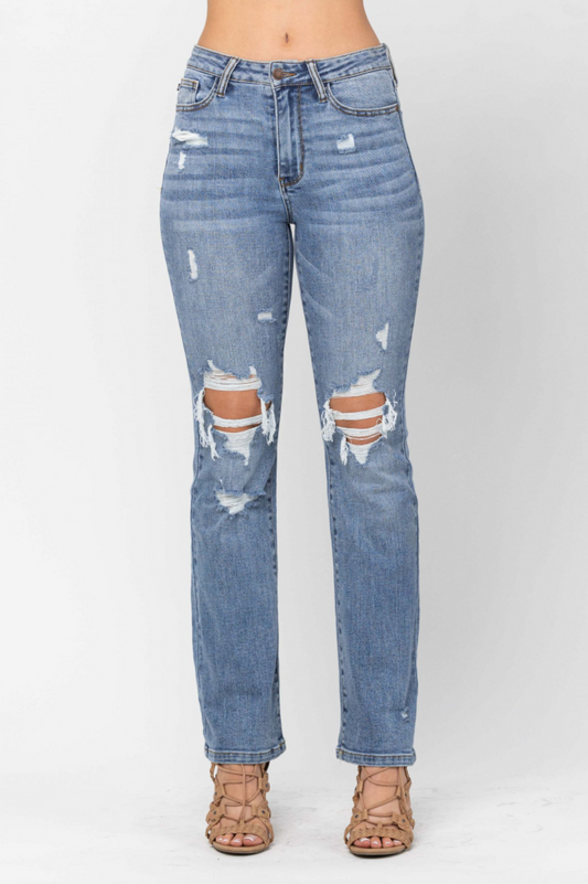 Judy Blue Stone Wash Destroyed Bootcut Jeans