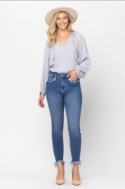 Judy Blue Fringe Pocket Slim Fit Jeans