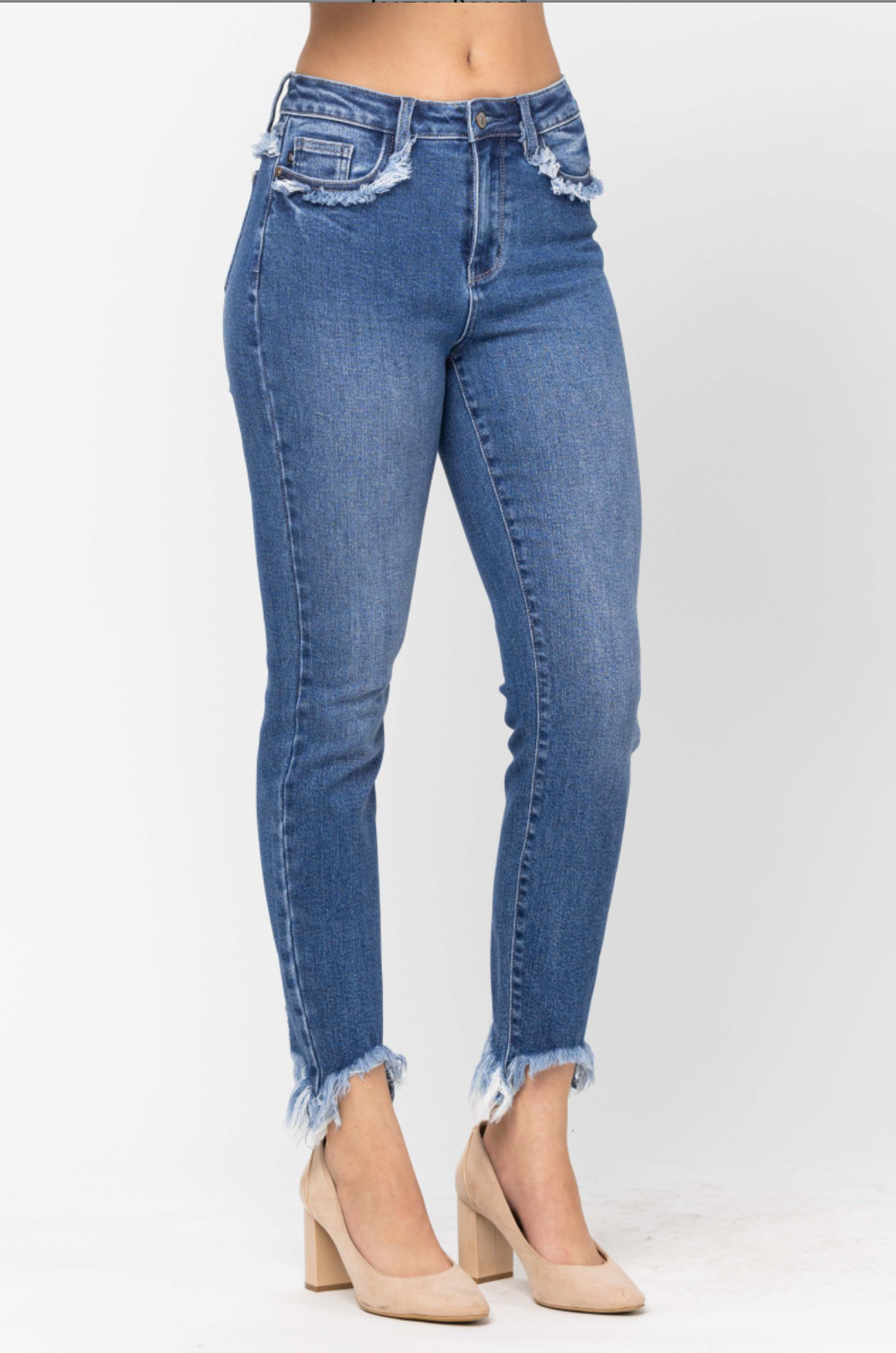 Judy Blue Fringe Pocket Slim Fit Jeans