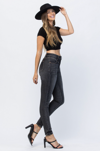 Judy Blue Vintage Black Yoke Skinny Jeans