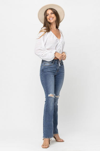 Judy Blue Knee Destroyed Bootcut Jeans