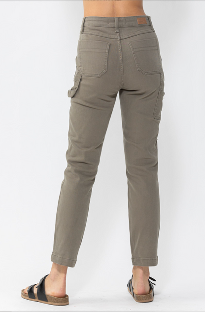 Judy Blue Olive Girlfriend Utility Pants