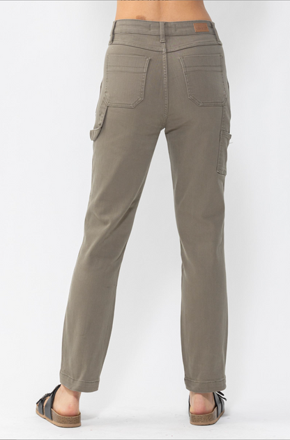 Judy Blue Olive Girlfriend Utility Pants