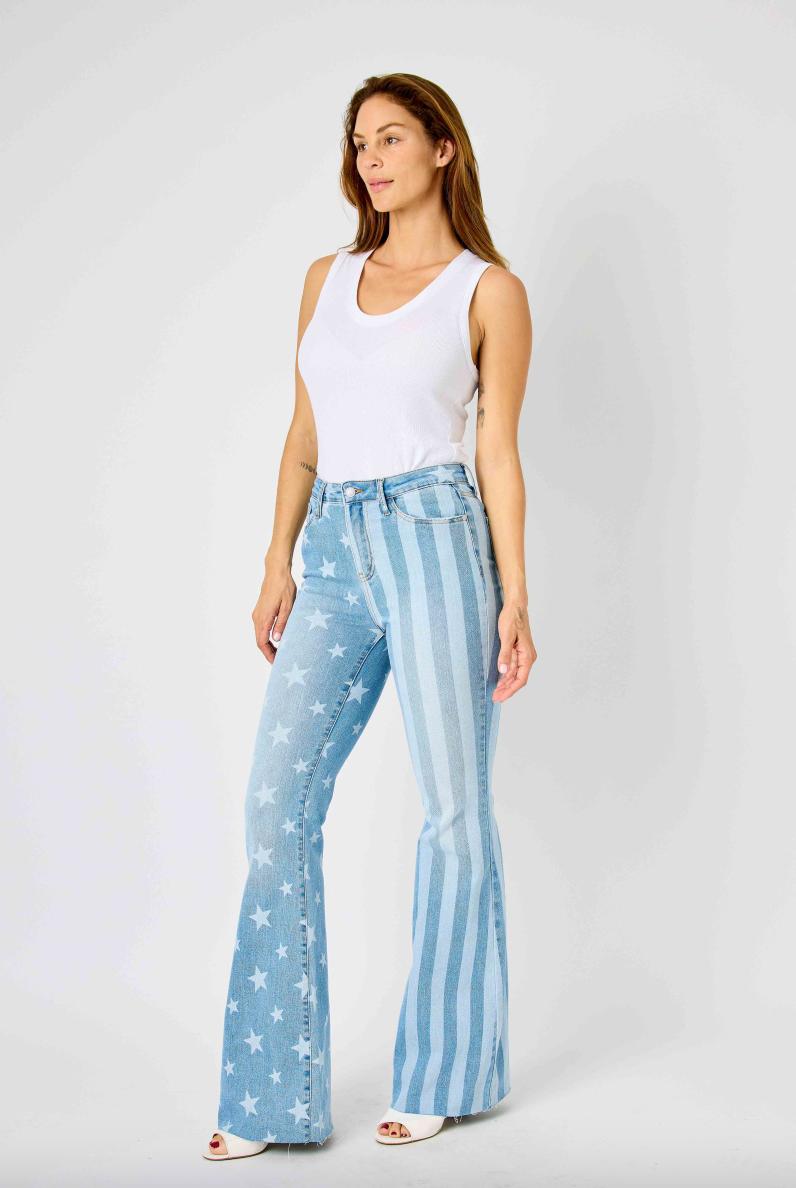 Judy Blue Stars & Stripes Bleach Flare