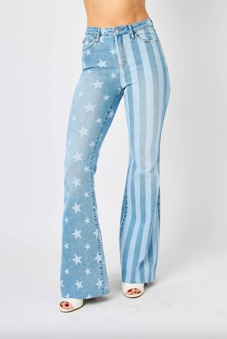 Judy Blue Stars & Stripes Bleach Flare