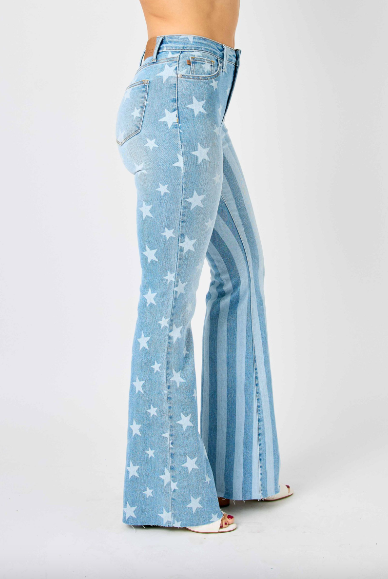 Judy Blue Stars & Stripes Bleach Flare