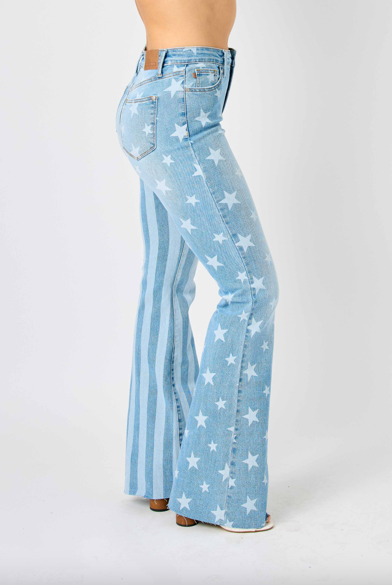 Judy Blue Stars & Stripes Bleach Flare