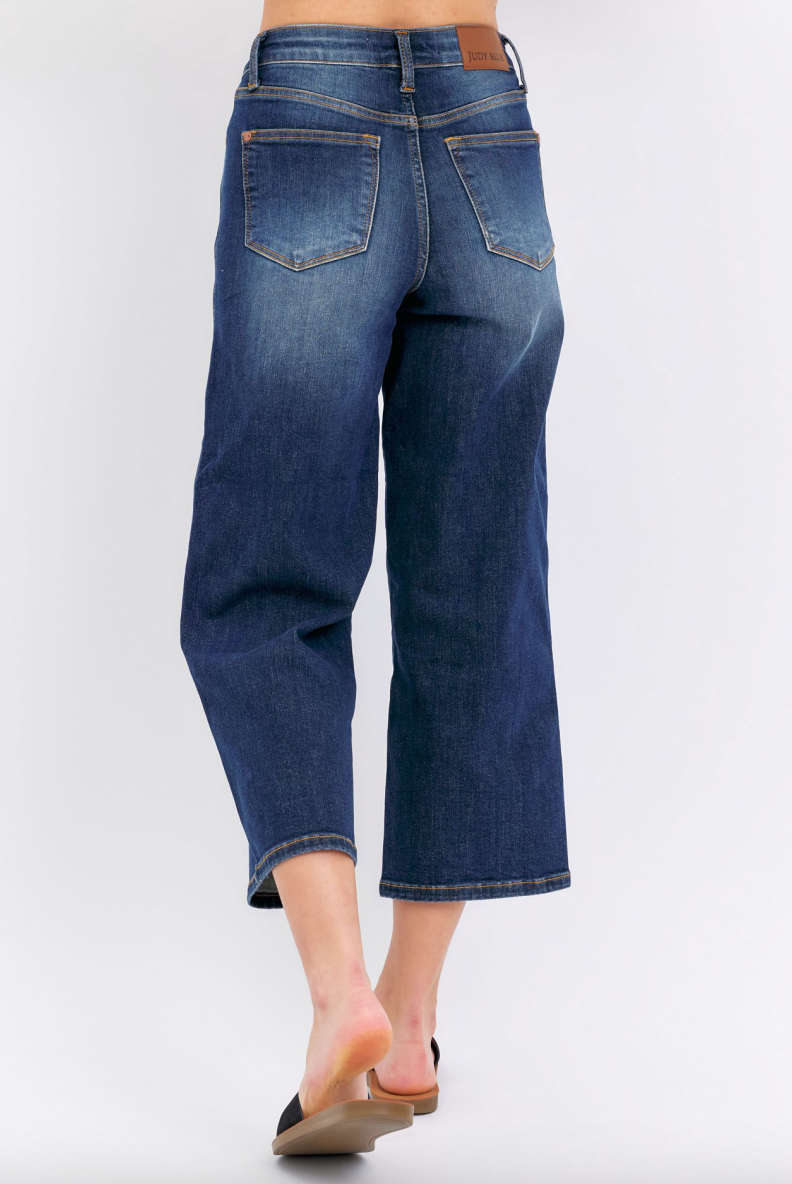 Judy Blue Tummy Control Cropped Wide Leg Jeans