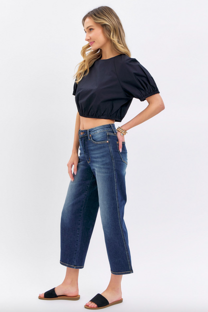 Judy Blue Tummy Control Cropped Wide Leg Jeans