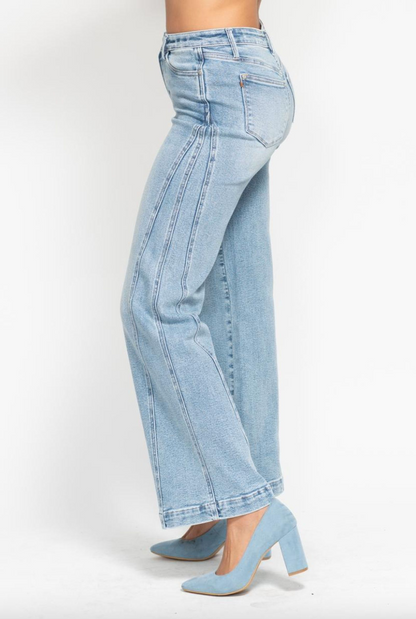 Judy Blue Retro Side Seam Wide Jeans