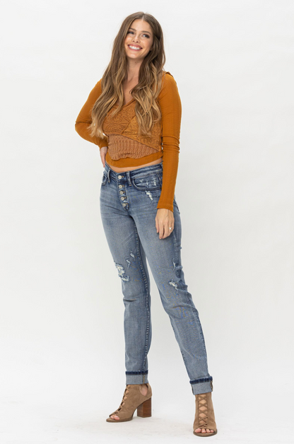 Judy Blue Contrast Wash Boyfriend Jeans